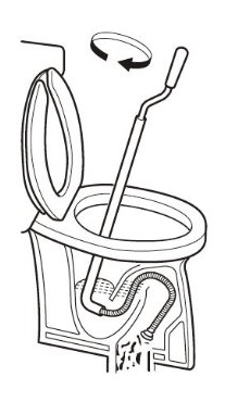 ワイヤー式トイレクリーナーを便器に入れてハンドルを回す 